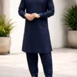 Navy Blue Classic Kurta Shalwar for Men