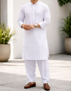Elegant White Men's Shalwar Kameez