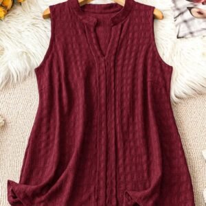 Elegant Maroon Textured Sleeveless Top