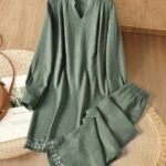 Classic Olive Green Two-Piece Women’s Suit – Elegant Comfort Wear