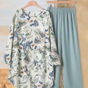 Elegant Floral Two-Piece Women’s Co-Ord Set – Soft Comfort Wear