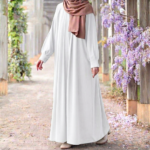 Pearl White Pleated Abaya