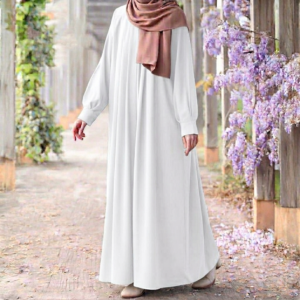 Pearl White Pleated Abaya