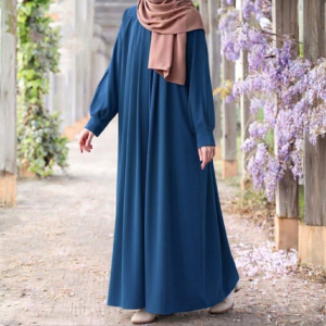 Steel Blue Pleated Abaya