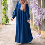 Steel Blue Pleated Abaya