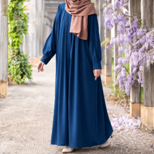 Steel Blue Pleated Abaya