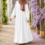 Pearl White Pleated Abaya